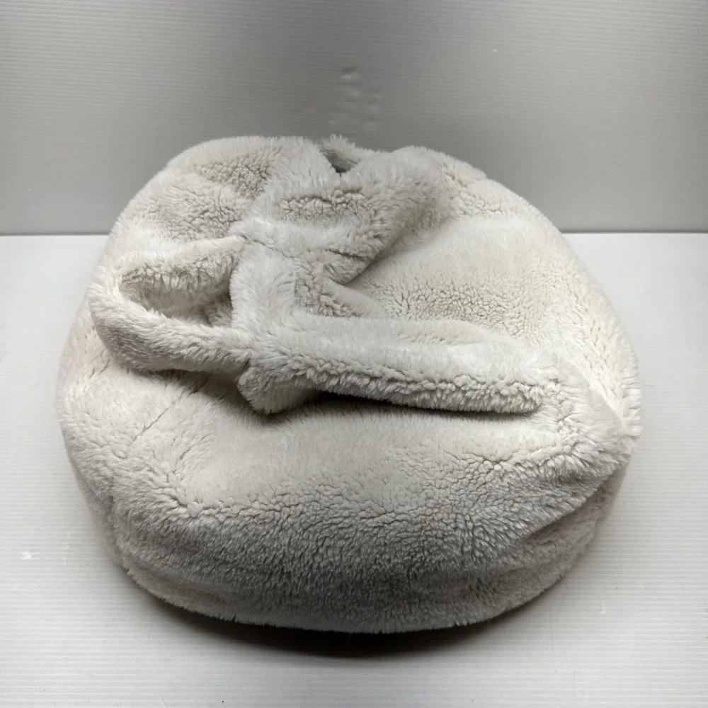 UGG Faux Fur BEANBAG Off White Mini PILLOW Laptop Tablet HOLDER Poof POCKET Pouf